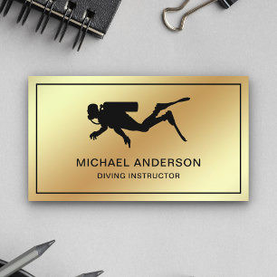 Faux Gold Foil Scuba Diving Instructor Business Card