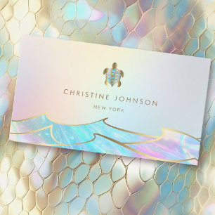 faux gold foil sea turtle business card