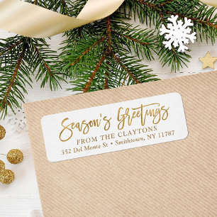 Faux Gold Foil Season's Greetings Return Address