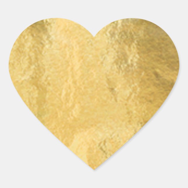 Faux Gold Foil Shiny Metallic Heart Heart Sticker (Front)