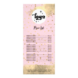 faux gold foil stars beauty salon price list  rack rack card