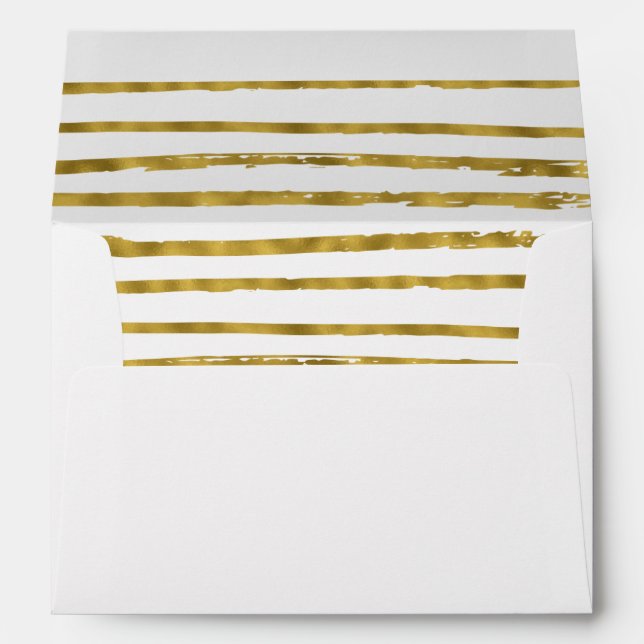 Faux Gold Foil Striped and Elegant Envelopes (Back (Bottom))