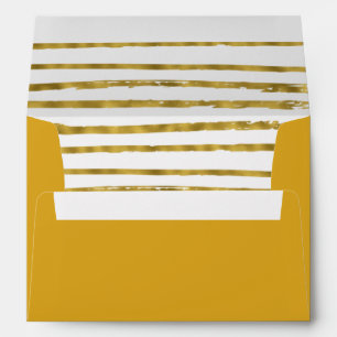 Faux Gold Foil Striped and Elegant Wedding Envelopes