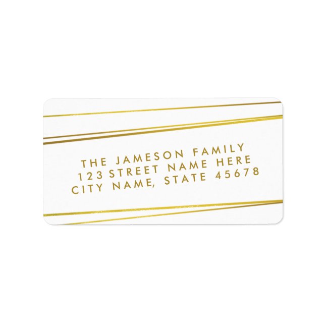 Faux Gold Foil Stripes Address Label (Front)
