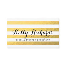 Faux Gold Foil Stripes Consultant Business Card