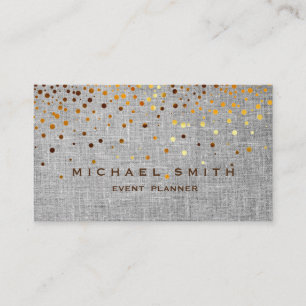 Faux Gold Foil Subtle Glitter Linen Business Card