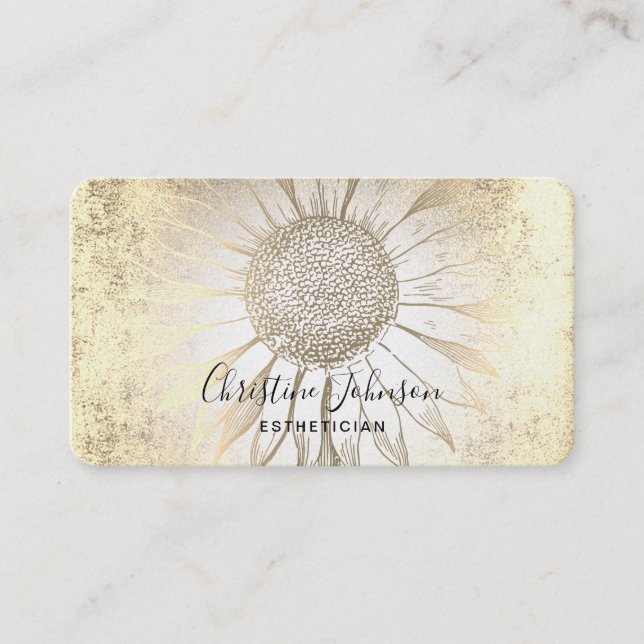 faux gold foil sunflower business card (Front)