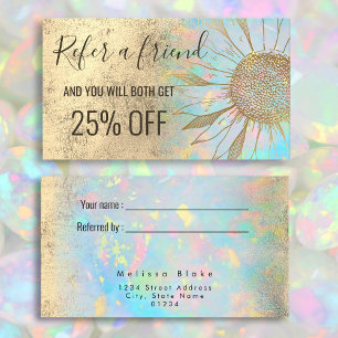 faux gold foil sunflower referral card 