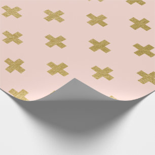Faux Gold Foil Swiss Cross Pattern Wrapping Paper