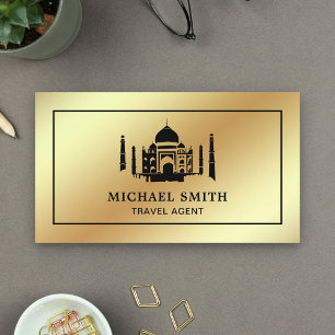 Faux Gold Foil Taj Mahal Travel Agent Business Card