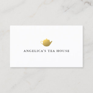 Faux Gold Foil Teapot Business Card