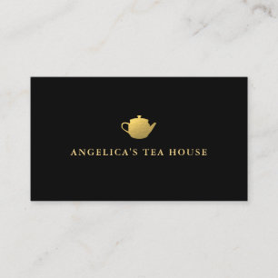 Faux Gold Foil Teapot Business Card