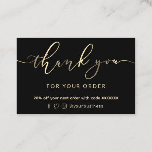 faux gold foil thank you card