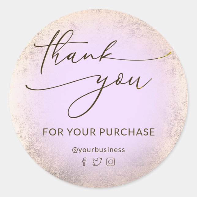 faux gold foil thank you classic round sticker (Front)