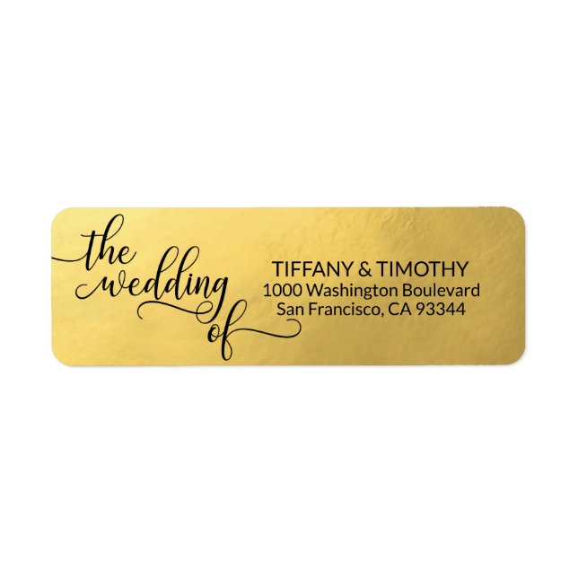 Faux Gold Foil THE WEDDING OF Return Address (Front)