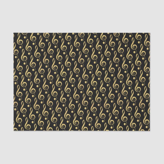 Faux Gold Foil Treble Clef Musical Tissue Paper (Front)