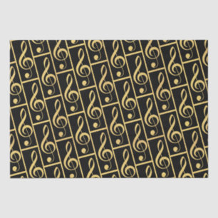 Faux Gold Foil Treble Clef Musical Wrapping Paper
