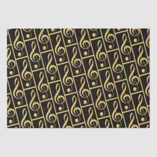 Faux Gold Foil Treble Clef Musical Wrapping Paper