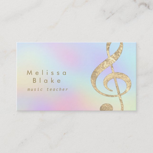 faux gold foil treble on pastel colours business card (Front)