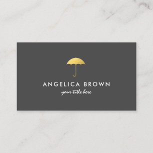 Faux Gold Foil Umbrella Business Card