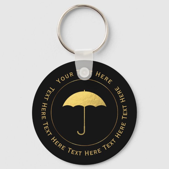 Faux Gold Foil Umbrella Key Ring (Front)