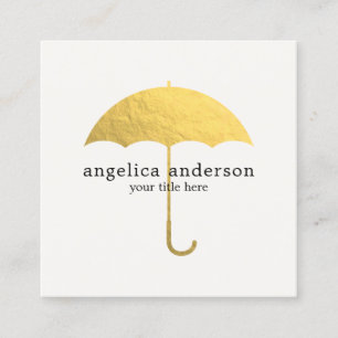 Faux Gold Foil Umbrella Square Business Card