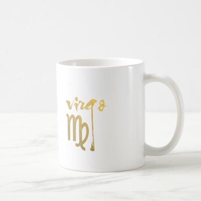 Faux Gold Foil Virgo Zodiac Symbol Coffee Mug (Right)