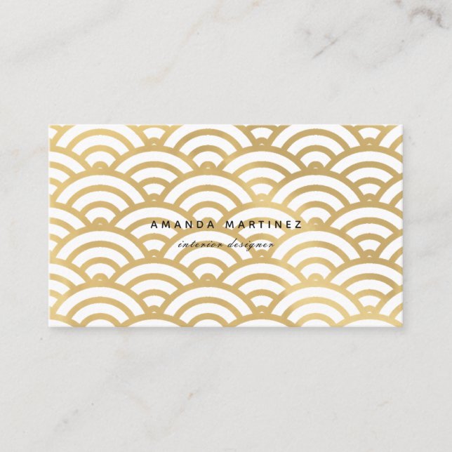 Faux Gold Foil Wave Pattern Business Card (Front)