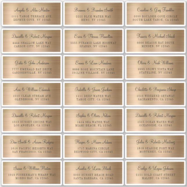 Faux Gold Foil Wedding Address Labels 8x8 (Front)