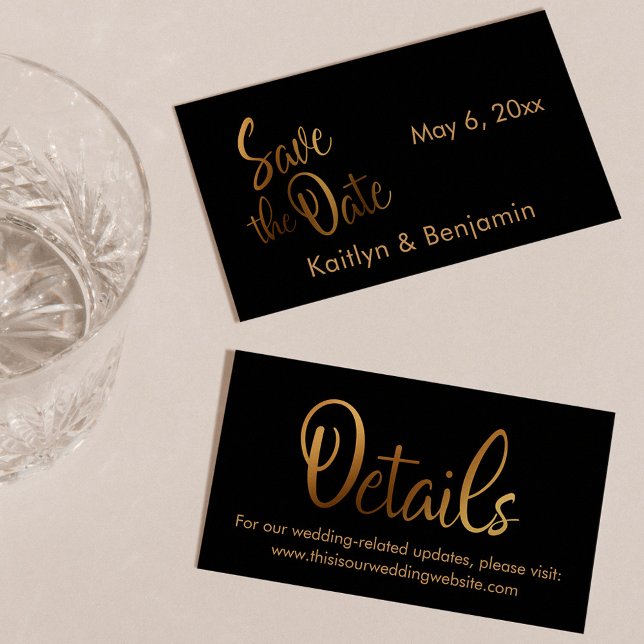 Faux Gold Foil, Wedding Detail Save the Date Card (Creator Uploaded)