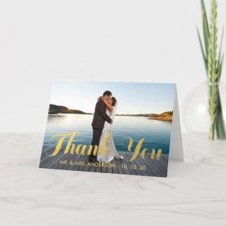 FAUX GOLD FOIL | WEDDING PHOTO THANK YOU CARD