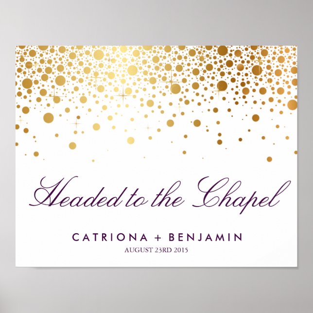 Faux Gold Foil Wedding Poster | Custom Listing (Front)