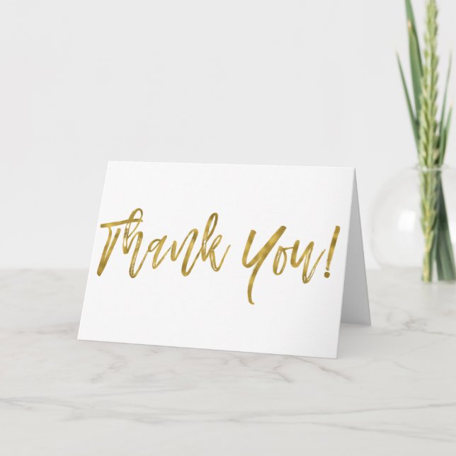 Faux Gold Foil Wedding Thank You Card (Front)
