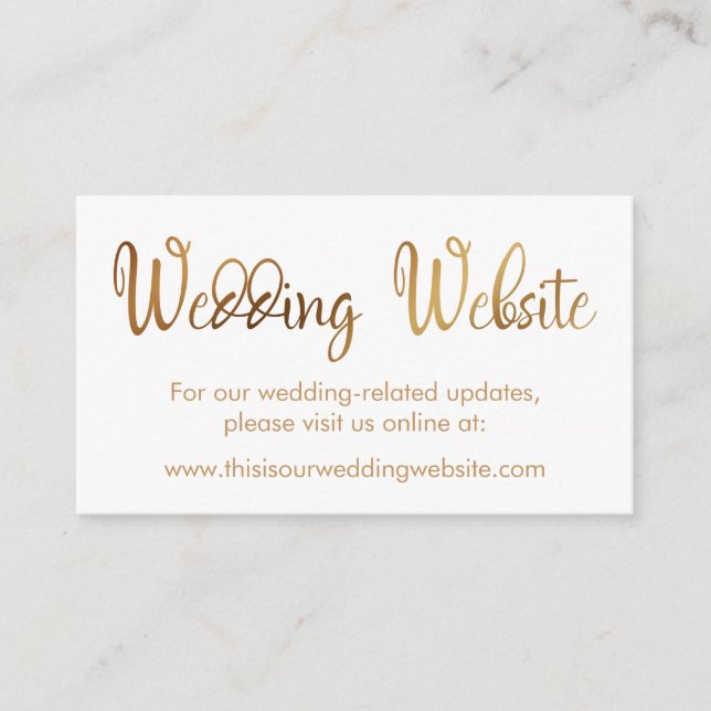 Faux Gold Foil, Wedding Website Insert Card (Front)