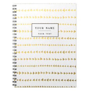 Faux Gold Foil White Arrows Pattern Notebook