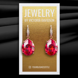 Faux Gold Foil White Frame Earring Display Business Card