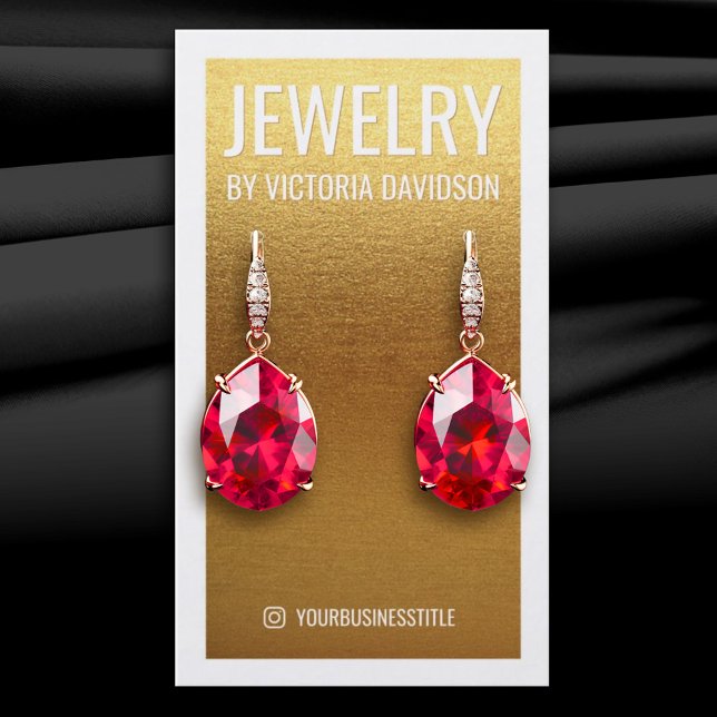 Faux Gold Foil White Frame Earring Display Business Card (Perfect for business)