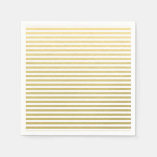 Faux Gold Foil White Stripes Pattern Napkin