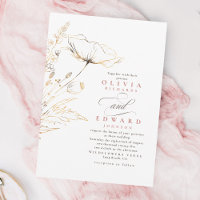 Faux Gold Foil Wildflowers Dusty Pink Wedding