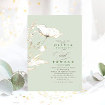 Faux Gold Foil Wildflowers Sage Green Wedding Invitation<br><div class="desc">A feminine, modern and romantic sage green wedding invitation tailored to fit a wide range of style preferences. Hand-drawn wildflowers give the feeling of being in a meadow. This invitation will feel like a warm embrace to your guests, who will be charmed by the tone and beauty of this invite....</div>