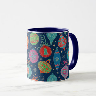 Faux Gold Foil Xmas Tree Decoration Pattern Colour Mug
