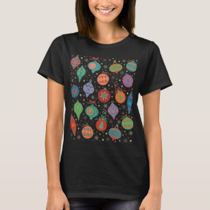 Faux Gold Foil Xmas Tree Decoration Pattern Colour T-Shirt