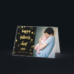 Faux Gold Foil XOXO | Father's Day Card<br><div class="desc">Trendy Modern Faux Gold Foil XOXO Father's Day Greeting Card with your photo. Bold typography design with confetti dots on a black solid color background. Monogram Gallery ©. Gold foil text is a printed photo effects only. More colors and styles available in our shop at www.zazzle.com/monogramgallery</div>