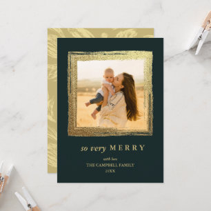 Faux Gold Frame Holidays Christmas Photo Evergreen Card