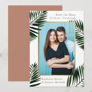 Faux Gold Frame Terracotta Wedding Photo Save The Date