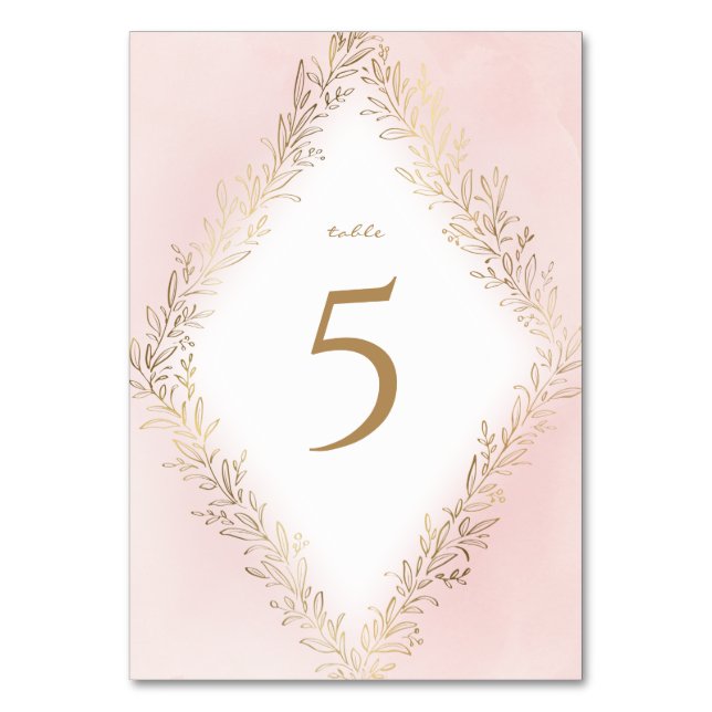 Faux gold gilded botanical foliage elegant wedding table number (Front)