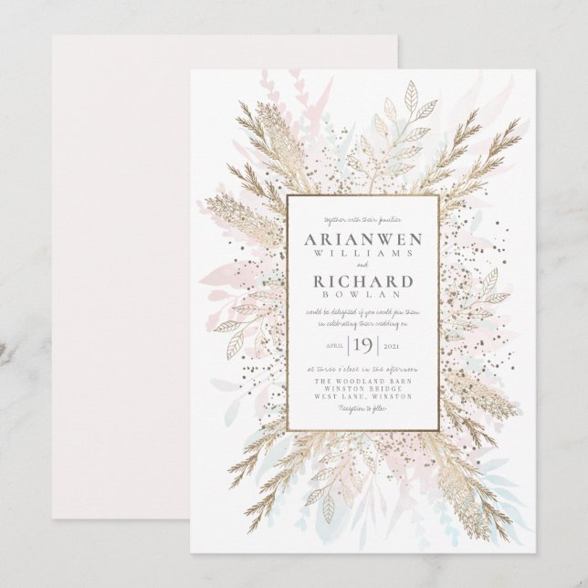 Faux gold Gilded Meadow Invitation (Front/Back)