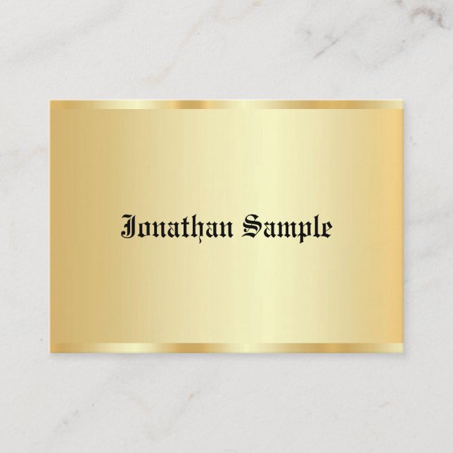 Faux Gold Glamour Template Old Text Personalised Business Card (Front)