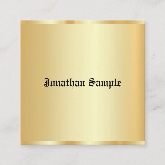 Faux Gold Glamourous Personalised Template Old Tex Square Business Card (Front)