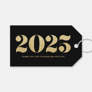 Faux Gold Glitter 2018 Typography Happy New Year Gift Tags
